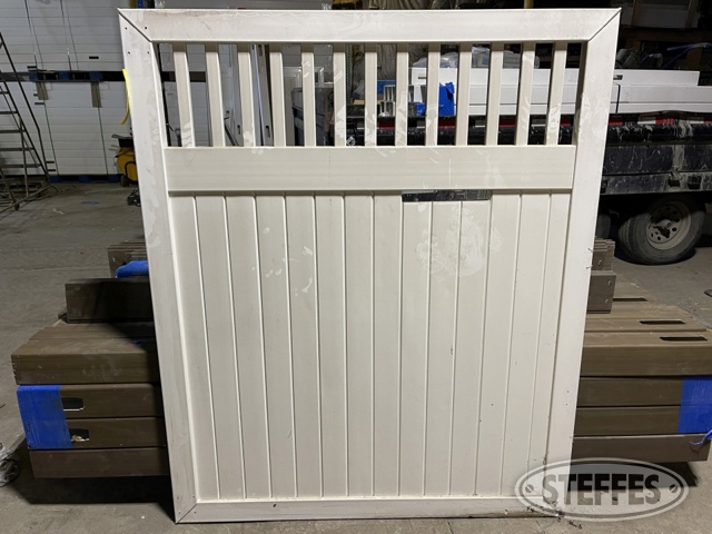 White closed picket accent gate
